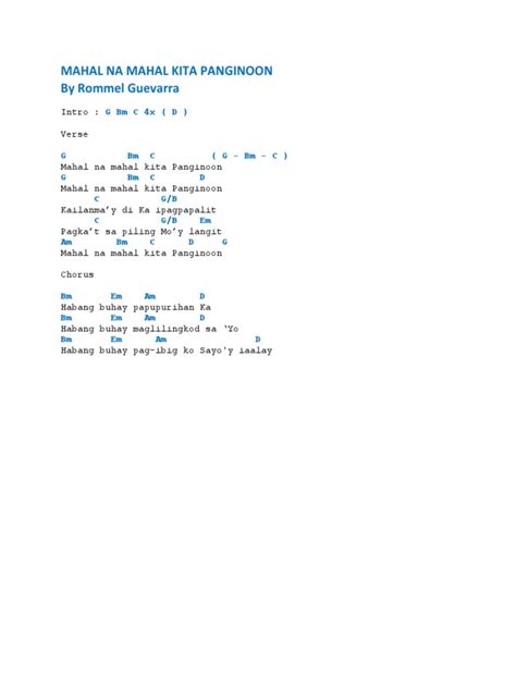 Mahal Na Mahal Kita Panginoon (Chords) by Rommel Guevarra | PDF