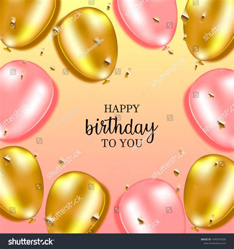 Happy Birthday Background Pink Gold Balloons Stock Illustration 1445974295 | Shutterstock