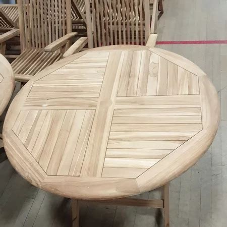 Round Teak Folding Table - Bali Bazaar