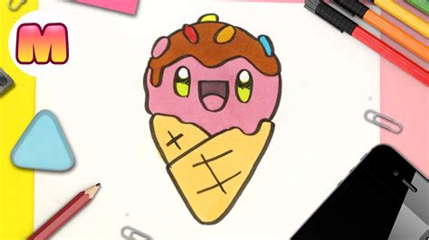 COMO DIBUJAR UN HELADO KAWAII 💖 Dibujos kawaii faciles 💖 Aprender a dibujar comida kawaii - YouTube