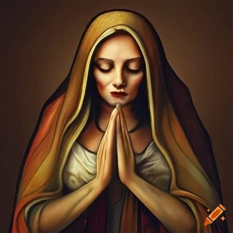 Artwork of a praying woman with stained colors on Craiyon