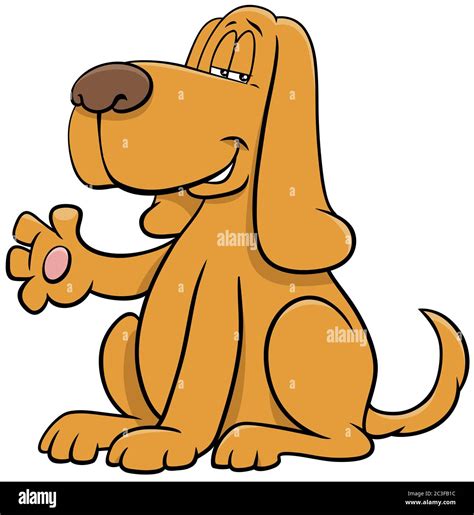 cartoon dog animal character waving paw Stock Photo - Alamy