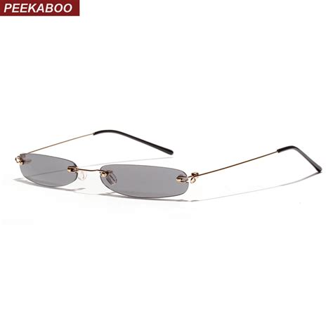 Peekaboo tiny narrow rectangle sunglasses women rimless 2019 candy ...