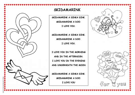 skidamarink - a valentine's day song…: English ESL worksheets pdf & doc