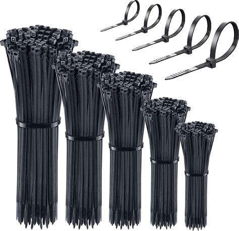 600 Pack Black Nylon Cable Ties Mixed Pack,Cable Zip Ties,Zip Ties Heavy Duty, Self-Locking Wire ...