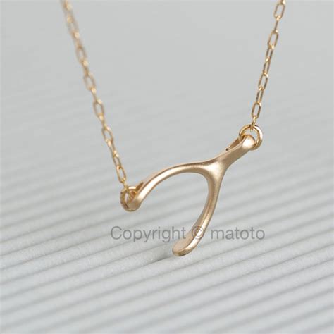 Gold Wishbone Necklace, Sideways Wishbone Necklace, Wish Necklace ...