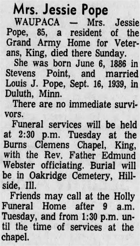 Obituary for Jessie Pope (Aged 85) - Newspapers.com