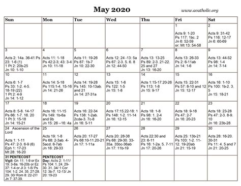 Calendar Daily Readings for Mass