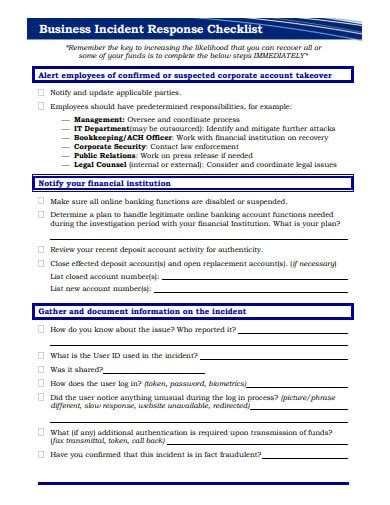 9+ Incident Response Checklist Templates - PDF