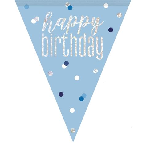 Happy Birthday Flag Banner - Glitz Blue