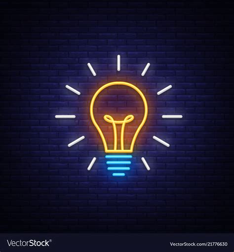 Light bulb neon sign light bulb design Royalty Free Vector