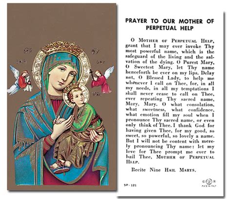 Our Lady of Perpetual Help - Prayer to O.M. of Perpet. Help. 01-0655. Tonini Church Supply