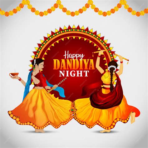 Premium Vector | Vector illustration of dandiya girl for happy dandiya night