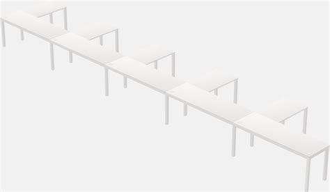 White L-Shaped Office Desk For 5 Persons - Officestock