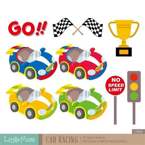 Car Racing Digital Clipart - Etsy | Race cars, Digital clip art, Clip art