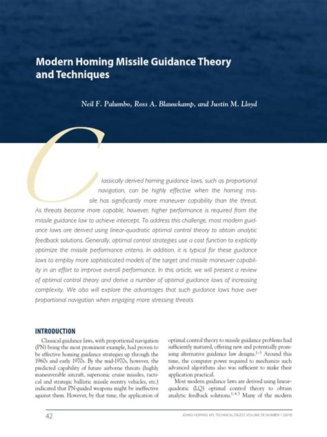 Modern Homing Missile Guidance Theory and Techniques | PDF | Kinematics | Guidance System