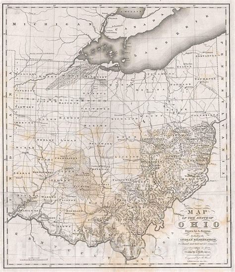 Historic Map : Caleb Atwater Antique Map of Ohio, 1820, Vintage Wall Art | Ohio map, Vintage ...