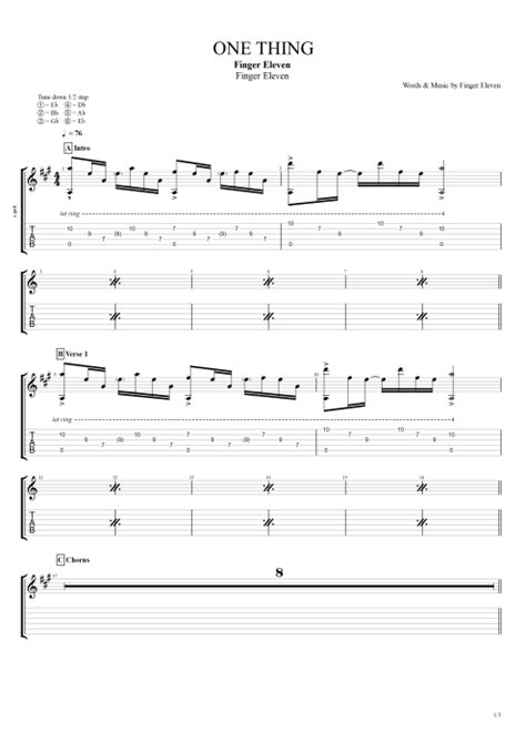 One Thing by Finger Eleven - Full Score Guitar Pro Tab | mySongBook.com