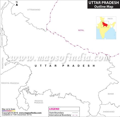 Uttar Pradesh Outline Map, Blank Map of Uttar Pradesh