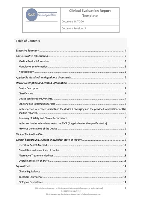 Clinical Evaluation Report Template Mdr