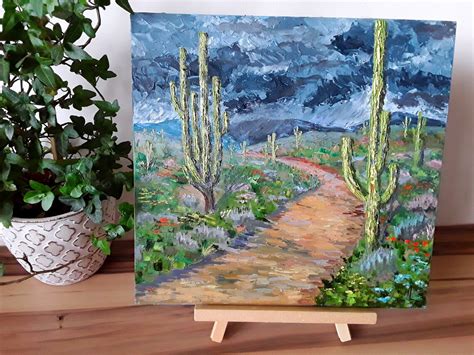 Arizona Desert Art Cactus Painting Original Artwork Desert | Etsy