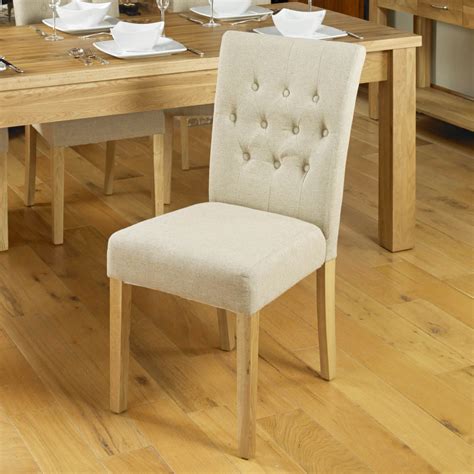 North Bay Oak Upholstered Dining Chair In Biscuit | Oak World
