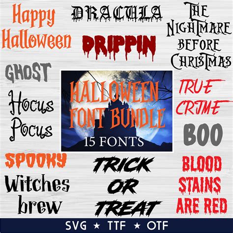 HALLOWEEN FONT BUNDLE Halloween svg ttf otf cricut fonts | Etsy