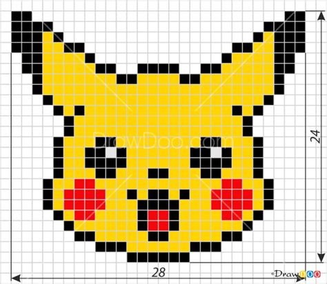 How to Draw Pikachu, Pixel Cartoons Pikachu Cross Stitch Pattern ...