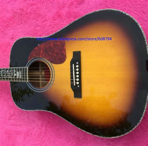 Guitar Factory Custom Classic Acoustic Flowers & Acoustic Electric Guitar with EQ IN Sunburst ...