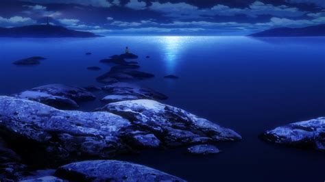 Ocean Night Sky Anime Wallpapers - Wallpaper Cave