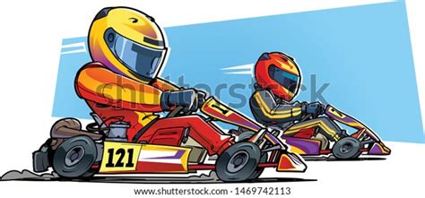 Gokart Racing Karting Competition Cartoon Illustration Stock Vector (Royalty Free) 1469742113 ...