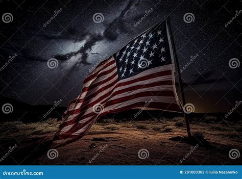 USA Flag Flying at Night. AI Generated Stock Illustration ...