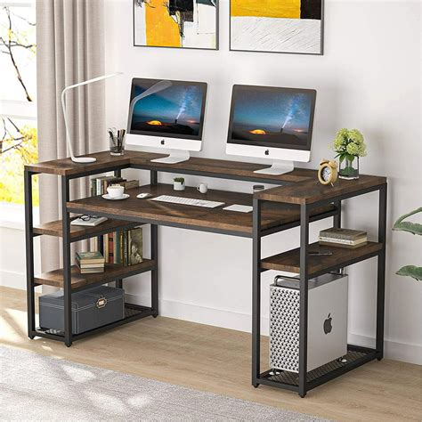 Tribesigns 63 inch Computer Desk with Open Storage Shelves, Large ...