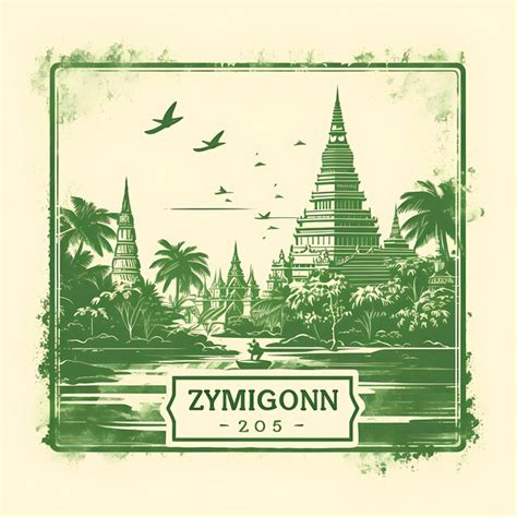 Premium Photo | Stamp of Yangon City With Monochrome Emerald Green Color Shwedagon Pa Scribbles ...