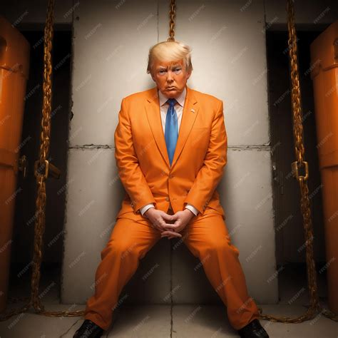 Premium AI Image | Donald Trump in jail wearing an orange suit