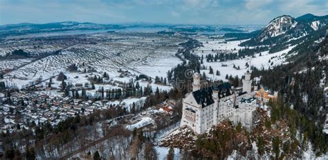 Aerial View of the Neuschwanstein Castle or Schloss Neuschwanstein on a Winter Day Stock Photo ...