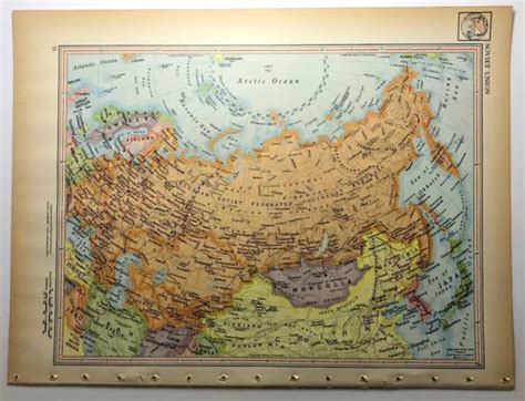 1952 VINTAGE SOVIET UNION Antique Atlas Map Encyclopedia Britannica World Atlas $6.80 - PicClick