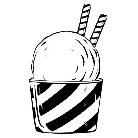 Premium Vector | Handdrawn vector sketch ice cream scoop in a cup with ...