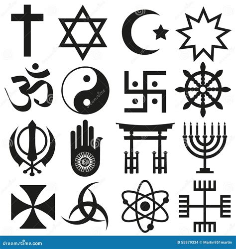 World Religions Symbols Set Of Icons In Circle Eps10 Cartoon Vector ...