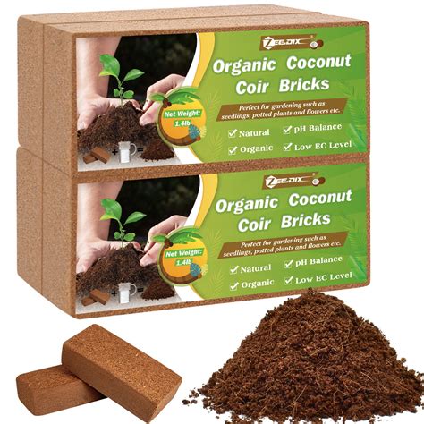 Buy ZeeDix 4 Pcs Premium Coco Coir Brick- 100% Compressed Coconut Coir Starting Mix, Coco Coir ...