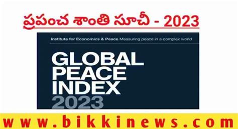GLOBAL PEACE INDEX 2023 : ప్రపంచ శాంతి సూచీ 2023 - BIKKI NEWS