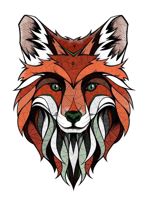 Fox // Colored Art Print by Andreas Preis | Fox wall art, Art, Art prints