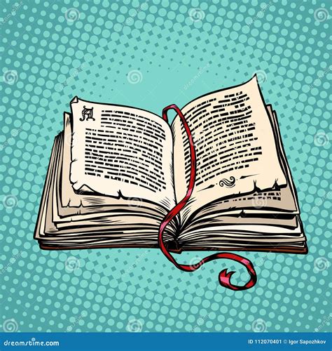 Open Old Book with Text, Fairy Tale or Novel Stock Vector - Illustration of manuscript, history ...