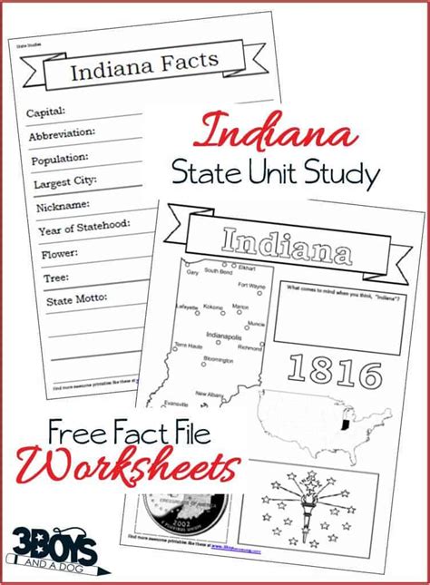 Indiana State Fact File Worksheets