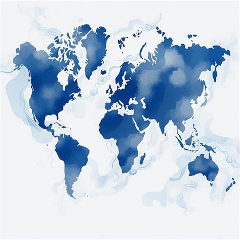 Premium Photo | Blue watercolor world map on white background Vector ...