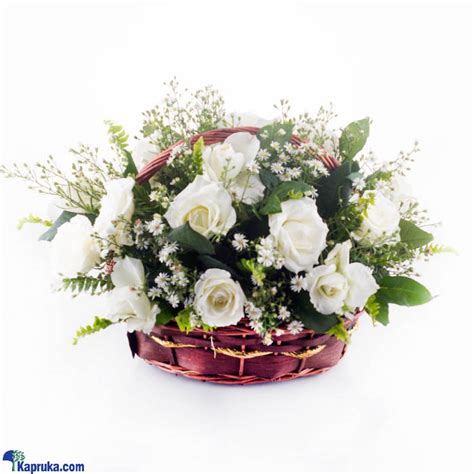 Top 10 Item - Sympathy White Rose Basket Flowers - Kapruka