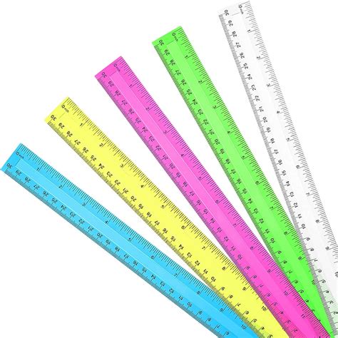 12 inch Kids Ruler Clear Plastic Rulers for Kids School Supplies Home Office, Assorted Colors ...