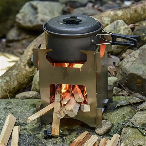 Ultralight Portable Fire Wood Stove Outdoor Camping Stove Stainless Steel Wood burning BBQ Stove ...