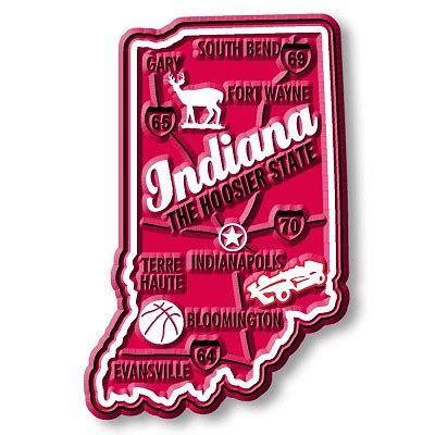 Indiana the Hoosier State Premium Map Fridge Magnet