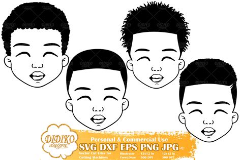 Black Boy SVG Bundle #1 | Afro Boy Svg | Silhouette File - DIDIKO designs